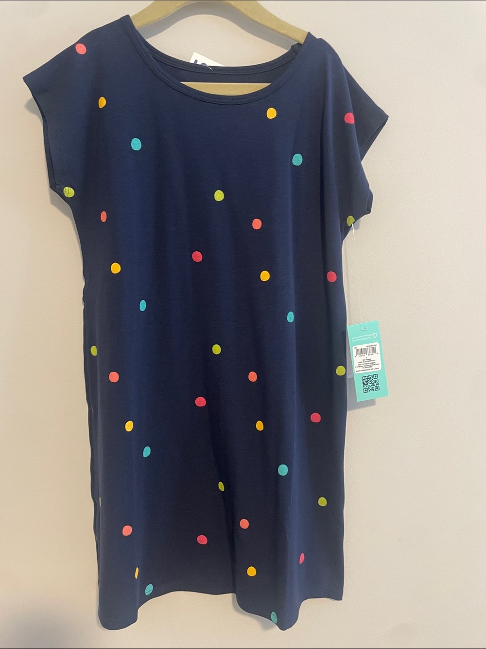 GENERATION Y Navy Knit Dress with Multicolor Polka Dots